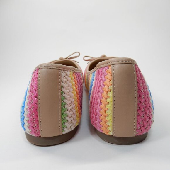 DUNE LONDON Hallo Ballet Flats Size 9 Tan Multi Stripe Charm Bow Detail NEW - Picture 5 of 12
